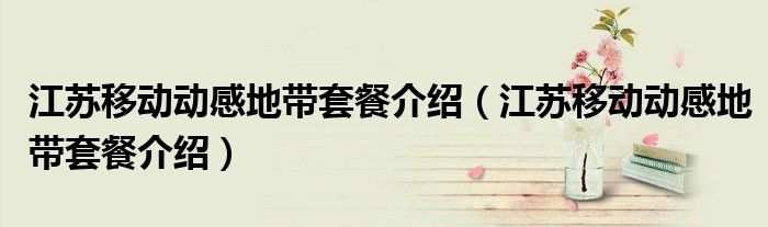 江苏移动动感地带套餐介绍(江苏移动动感地带套餐介绍)