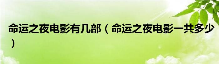 命运之夜电影一共多少(命运之夜电影有几部)