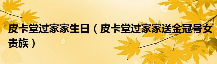 皮卡堂过家家送金冠号女贵族(皮卡堂过家家生日)