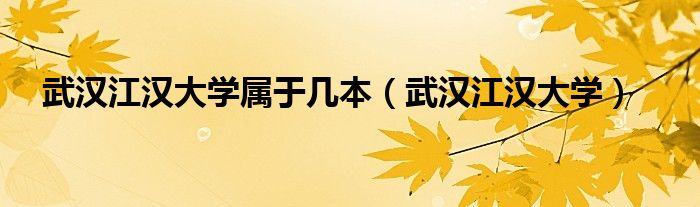 武汉江汉大学(武汉江汉大学属于几本)