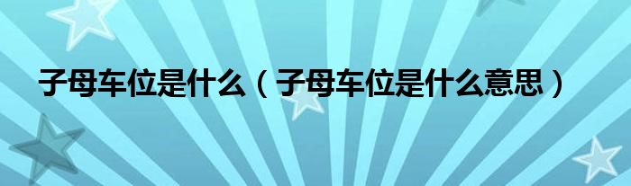 子母车位是什么意思(子母车位是什么)