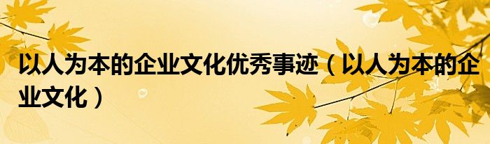 以人为本的企业文化(以人为本的企业文化优秀事迹)