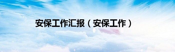 安保工作(安保工作汇报)