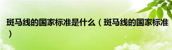 斑马线的国家标准(斑马线的国家标准是什么)