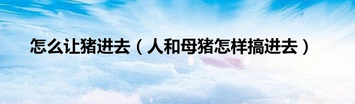 人和母猪怎样搞进去(怎么让猪进去)