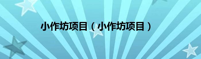 小作坊项目(小作坊项目)