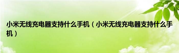 小米无线充电器支持什么手机(小米无线充电器支持什么手机)