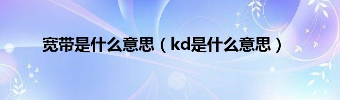 kd是什么意思(宽带是什么意思)