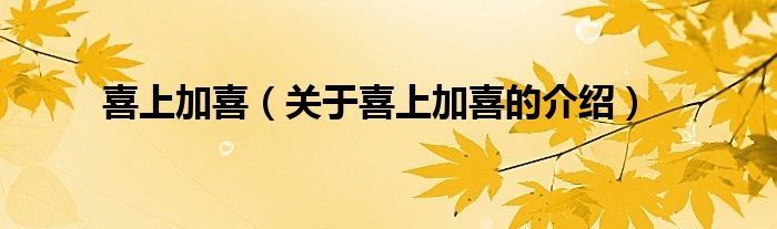 关于喜上加喜的介绍(喜上加喜)