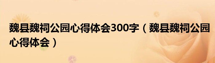 魏县魏祠公园心得体会(魏县魏祠公园心得体会300字)