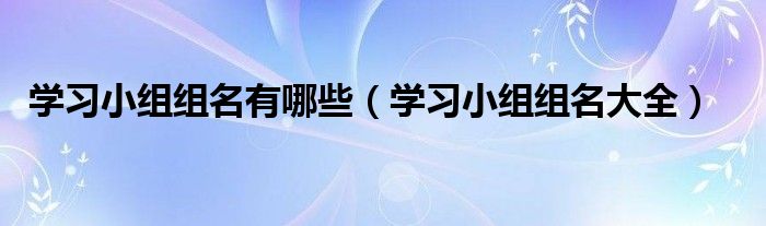 学习小组组名大全(学习小组组名有哪些)