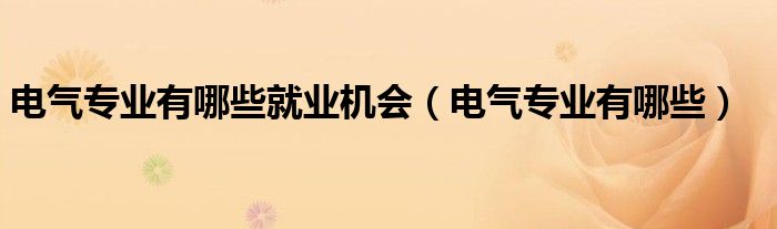 电气专业有哪些(电气专业有哪些就业机会)
