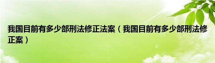 我国目前有多少部刑法修正案(我国目前有多少部刑法修正法案)