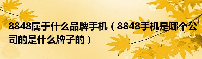 8848手机是哪个公司的是什么牌子的(8848属于什么品牌手机)