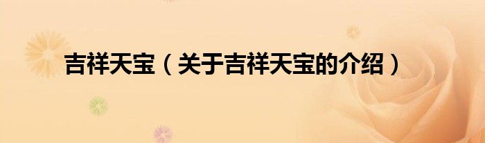 关于吉祥天宝的介绍(吉祥天宝)