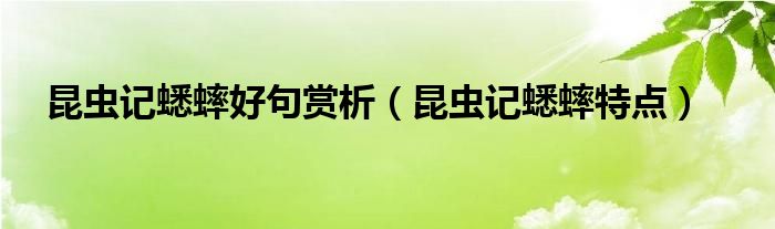 昆虫记蟋蟀特点(昆虫记蟋蟀好句赏析)