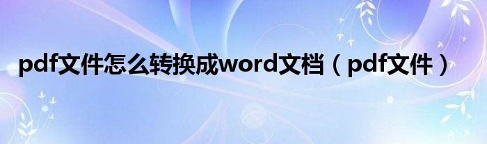 pdf文件(pdf文件怎么转换成word文档)