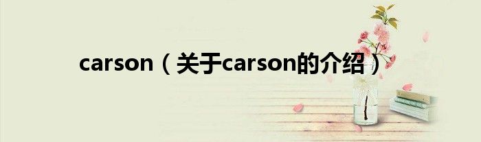 关于carson的介绍(carson)