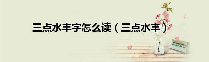 三点水丰(三点水丰字怎么读)