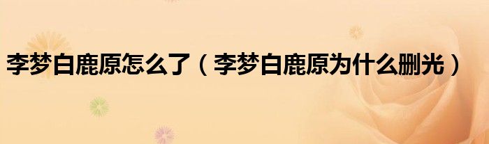 李梦白鹿原为什么删光(李梦白鹿原怎么了)