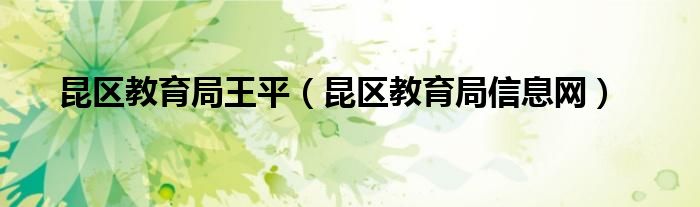 昆区教育局信息网(昆区教育局王平)