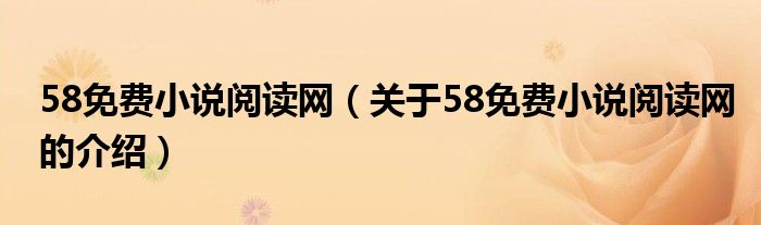 关于58免费小说阅读网的介绍(58免费小说阅读网)