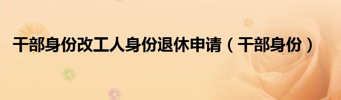 干部身份(干部身份改工人身份退休申请)