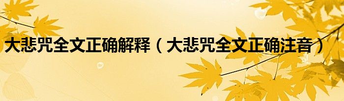 大悲咒全文正确注音(大悲咒全文正确解释)