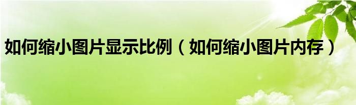 如何缩小图片内存(如何缩小图片显示比例)