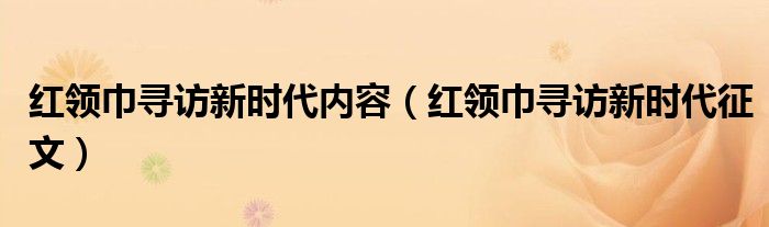 红领巾寻访新时代征文(红领巾寻访新时代内容)