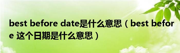 best before 这个日期是什么意思(best before date是什么意思)