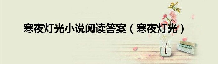 寒夜灯光(寒夜灯光小说阅读答案)