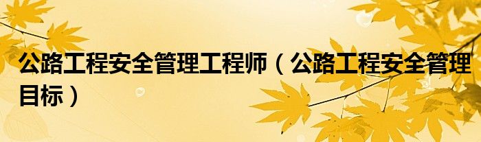 公路工程安全管理目标(公路工程安全管理工程师)