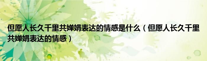 但愿人长久千里共婵娟表达的情感(但愿人长久千里共婵娟表达的情感是什么)