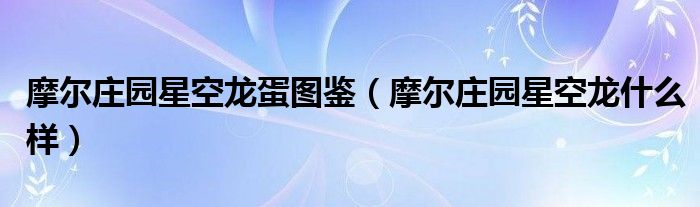 摩尔庄园星空龙什么样(摩尔庄园星空龙蛋图鉴)