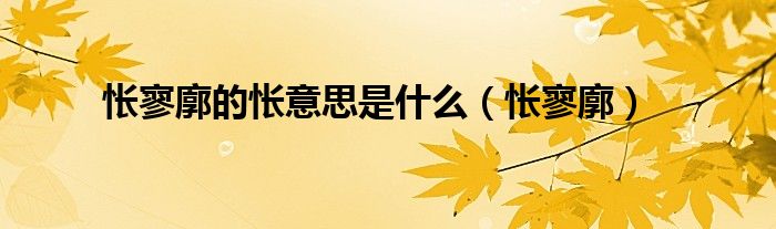 怅寥廓(怅寥廓的怅意思是什么)