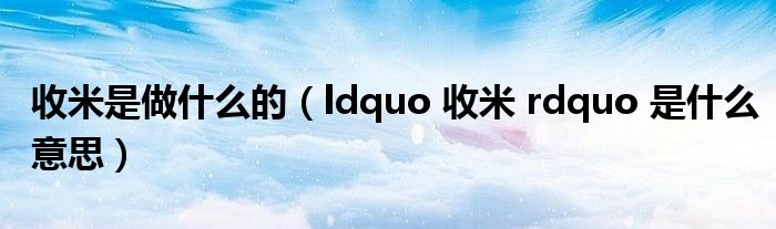 ldquo 收米 rdquo 是什么意思(收米是做什么的)