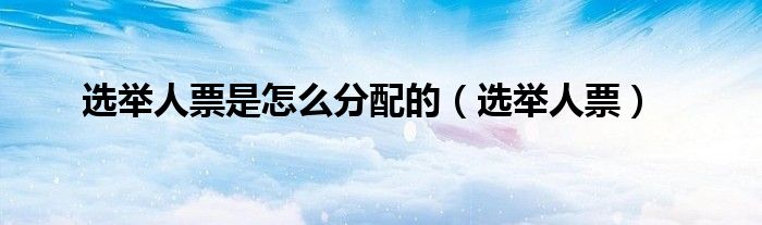 选举人票(选举人票是怎么分配的)