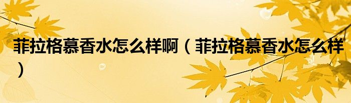 菲拉格慕香水怎么样(菲拉格慕香水怎么样啊)