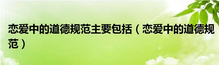 恋爱中的道德规范(恋爱中的道德规范主要包括)