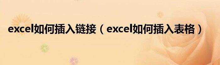 excel如何插入表格(excel如何插入链接)