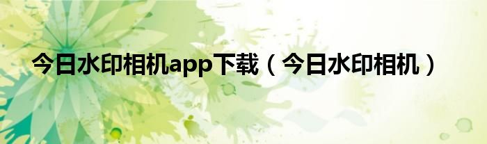 今日水印相机(今日水印相机app下载)