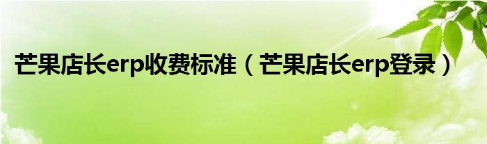芒果店长erp登录(芒果店长erp收费标准)
