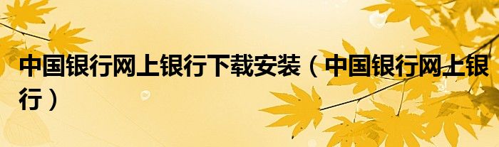 中国银行网上银行(中国银行网上银行下载安装)