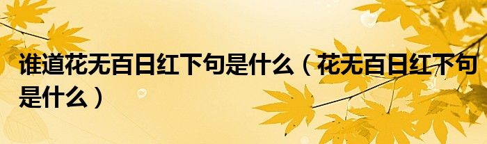 花无百日红下句是什么(谁道花无百日红下句是什么)
