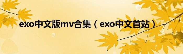 exo中文首站(exo中文版mv合集)