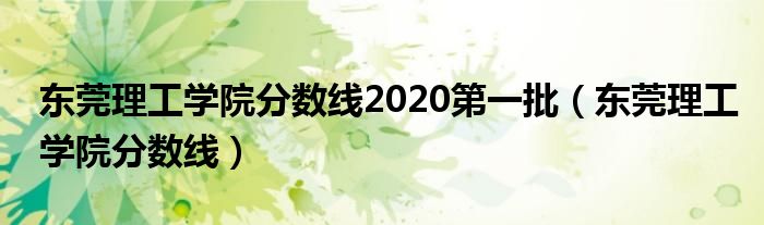 东莞理工学院分数线(东莞理工学院分数线2020第一批)