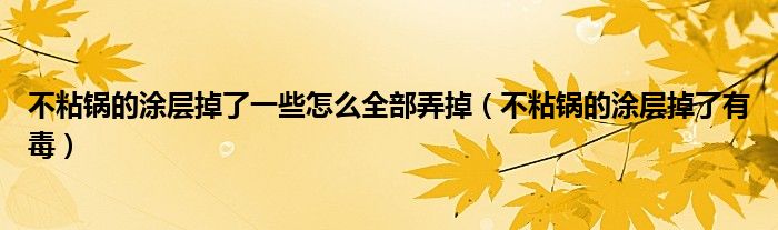 不粘锅的涂层掉了有毒(不粘锅的涂层掉了一些怎么全部弄掉)