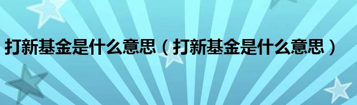 打新基金是什么意思(打新基金是什么意思)