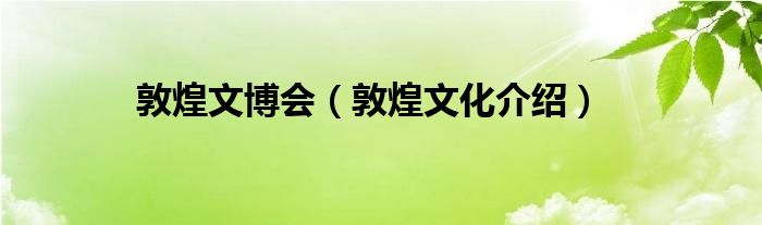 敦煌文化介绍(敦煌文博会)